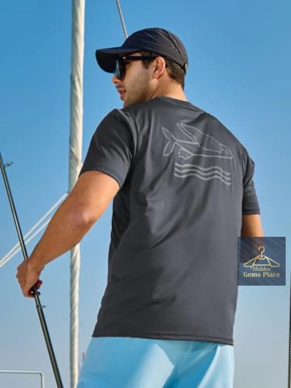 Men's UPF 50+ Rash Guard Shirt Quick Dry UV Sun Protection Fishing Swim Tee
